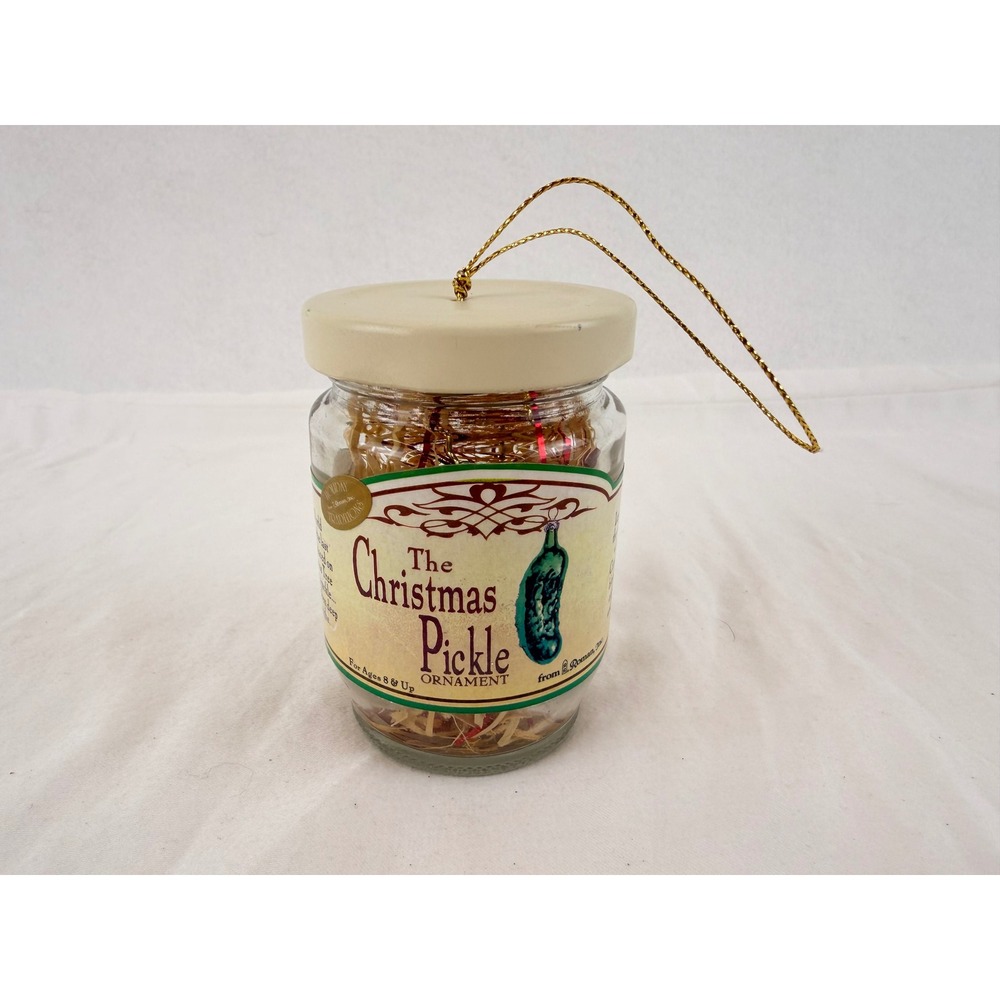 Roman Inc Holiday Traditions Christmas Pickle Ornament in Glass Jar Green Gold
